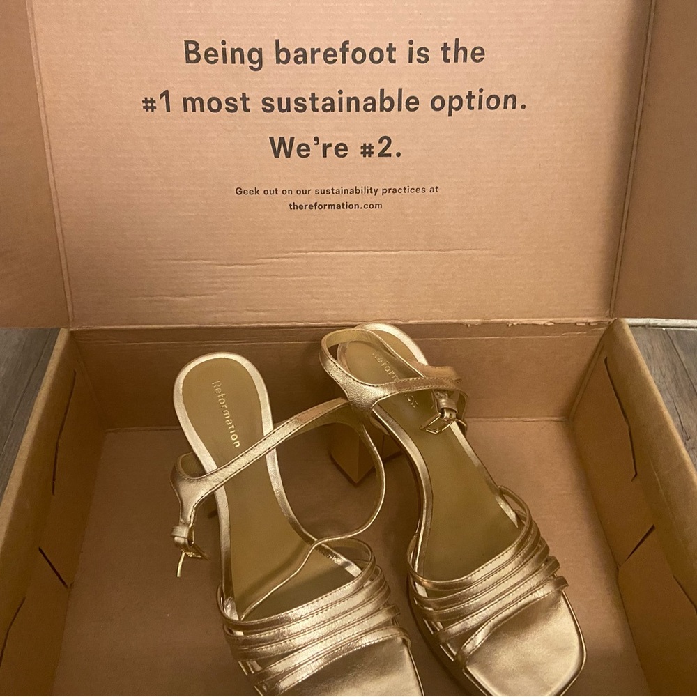 Reformation Gold Disco Platform Heels - Picture 5 of 6